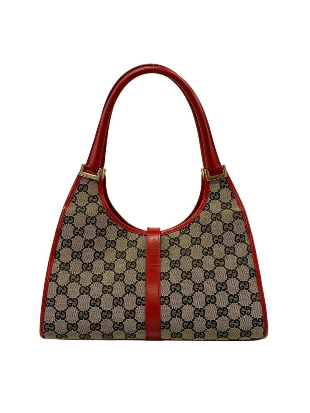 Gucci Shoulder Bag Jackie Red Beige Dark Brown Leather - Picture 3 of 15